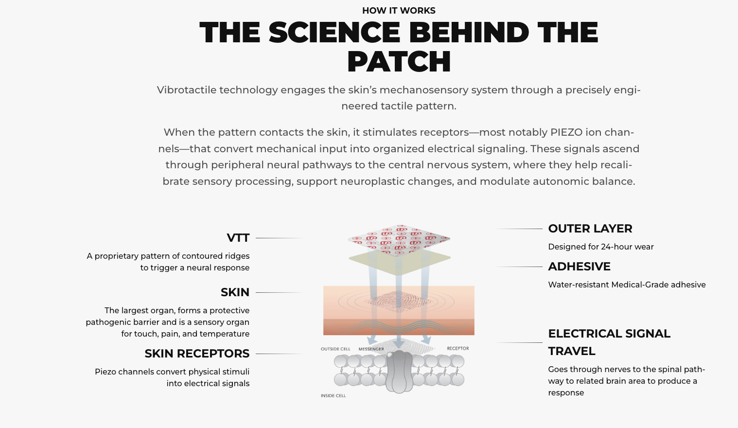 Schematische voorstelling van de werking van een SuperPatch op de huid